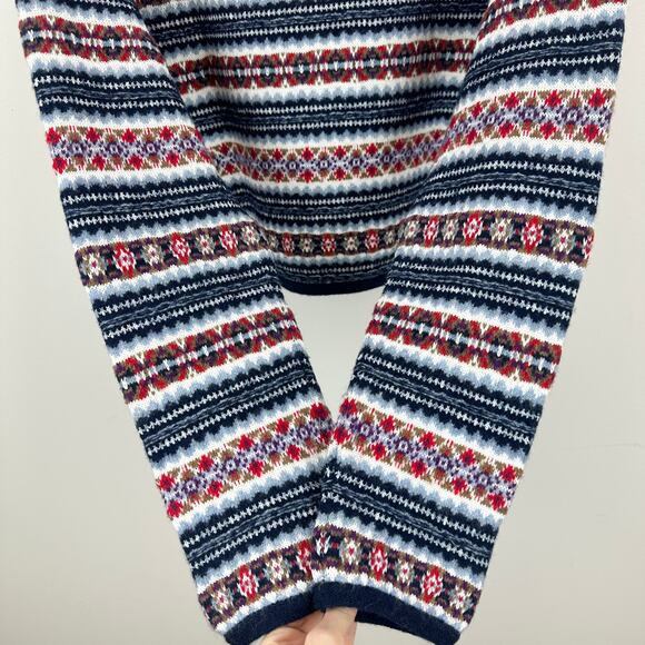 J.Crew Fair Isle Lady Jacket Boiled Wool Blend Gold Buttons Preppy Navy M NWT - Picture 11 of 15